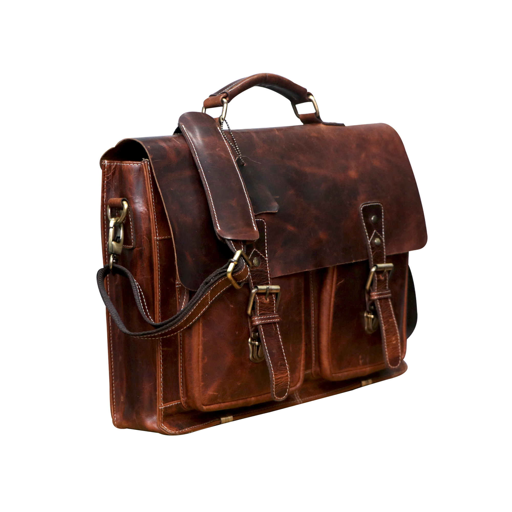 Brown Hunter Leather Portfolio Briefcase